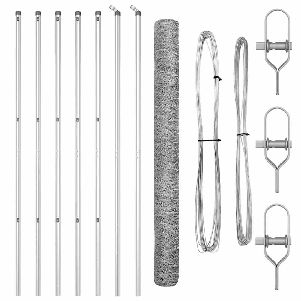 Vidaxl afrasteringspaal zilver 10 x 1,5 m (50 mm gaas) staal