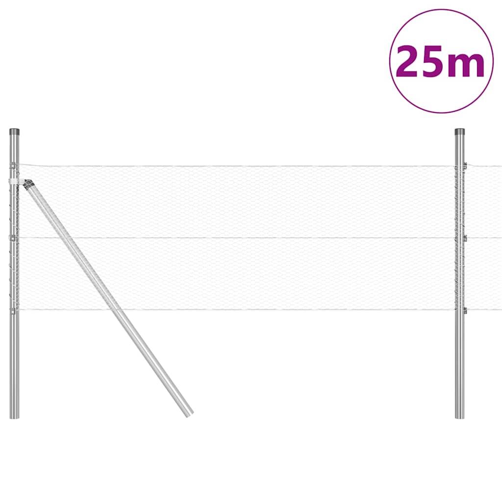 Vidaxl afrasteringspaal zilver 25 x 0,5 m (13 mm gaas) staal