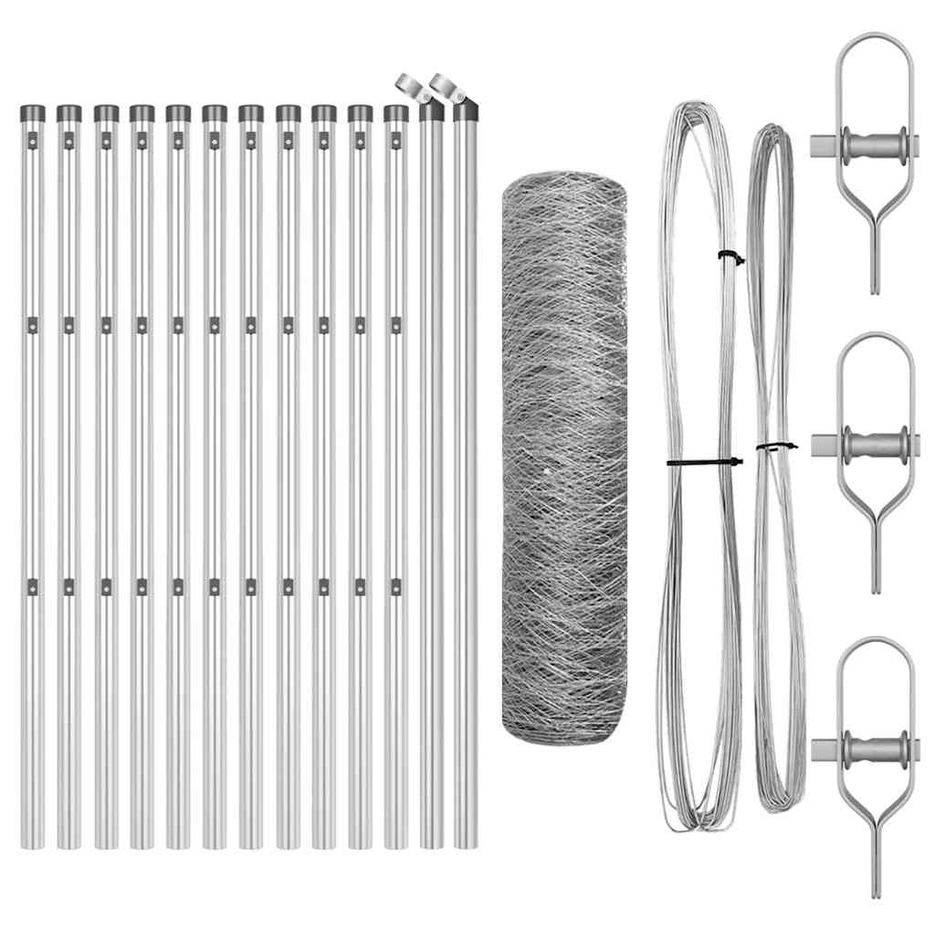 Vidaxl afrasteringspaal zilver 25 x 0,6 m (36 mm gaas) staal