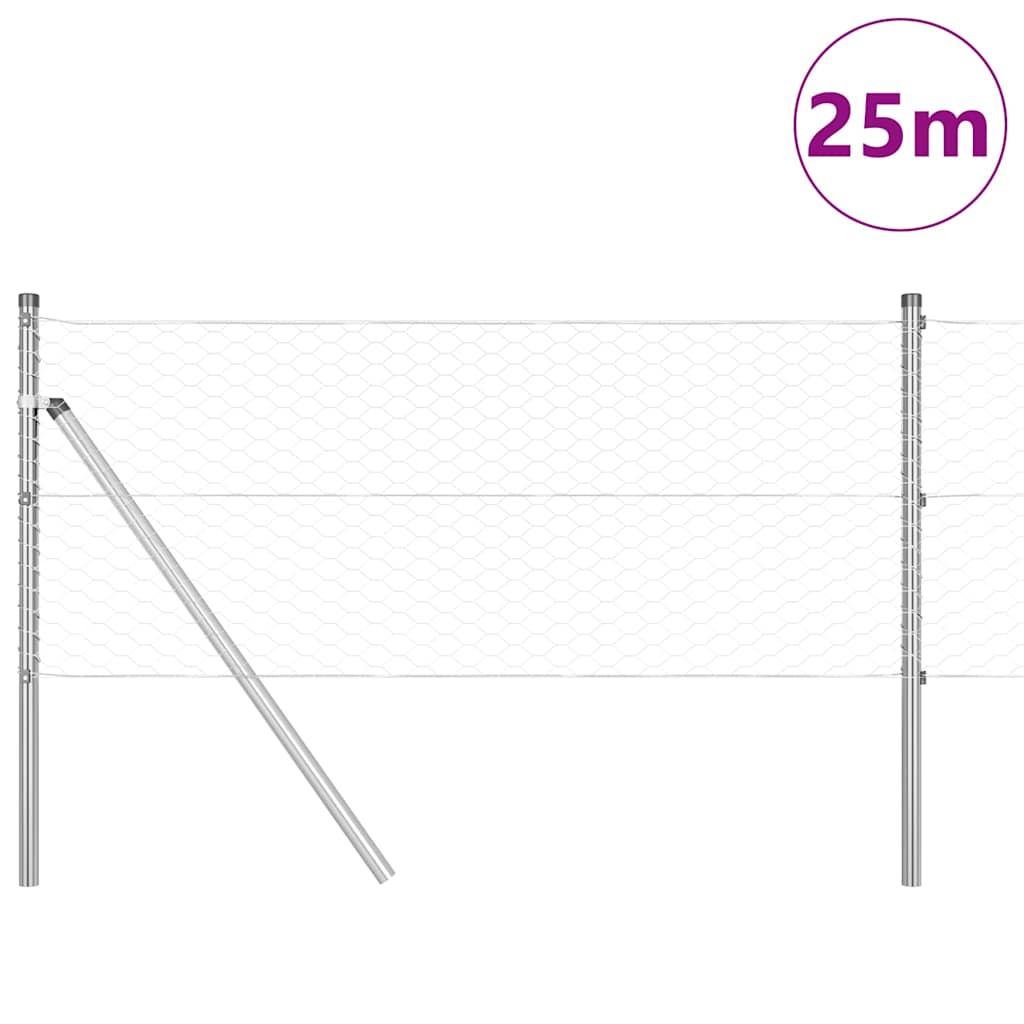 Vidaxl afrasteringspaal zilver 25 x 0,6 m (36 mm gaas) staal