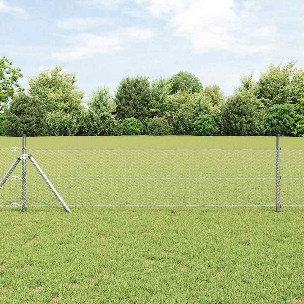 Vidaxl afrasteringspaal zilver 25 x 0,8 m (25 mm gaas) staal