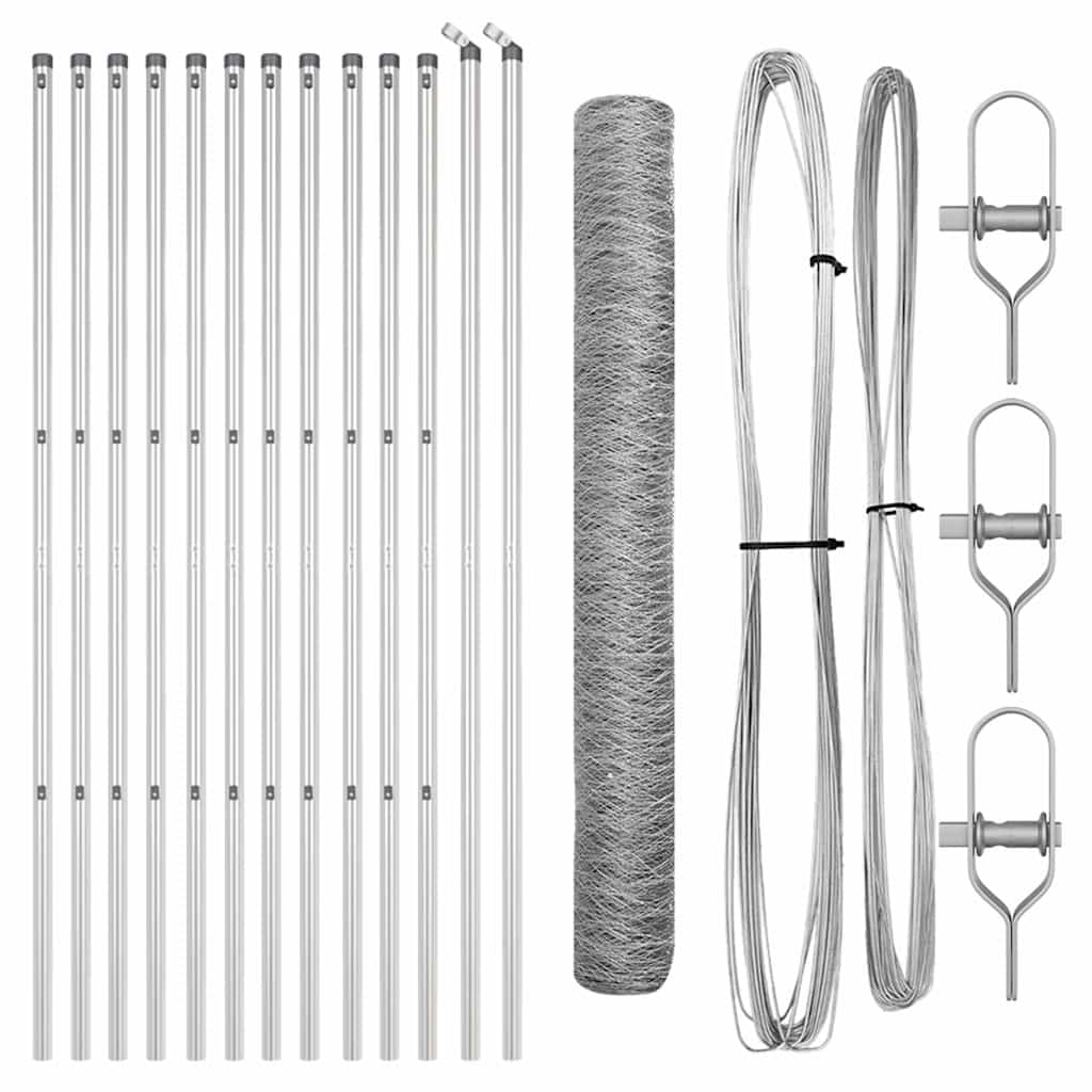 Vidaxl afrasteringspaal zilver 25 x 1,4 m (50 mm gaas) staal