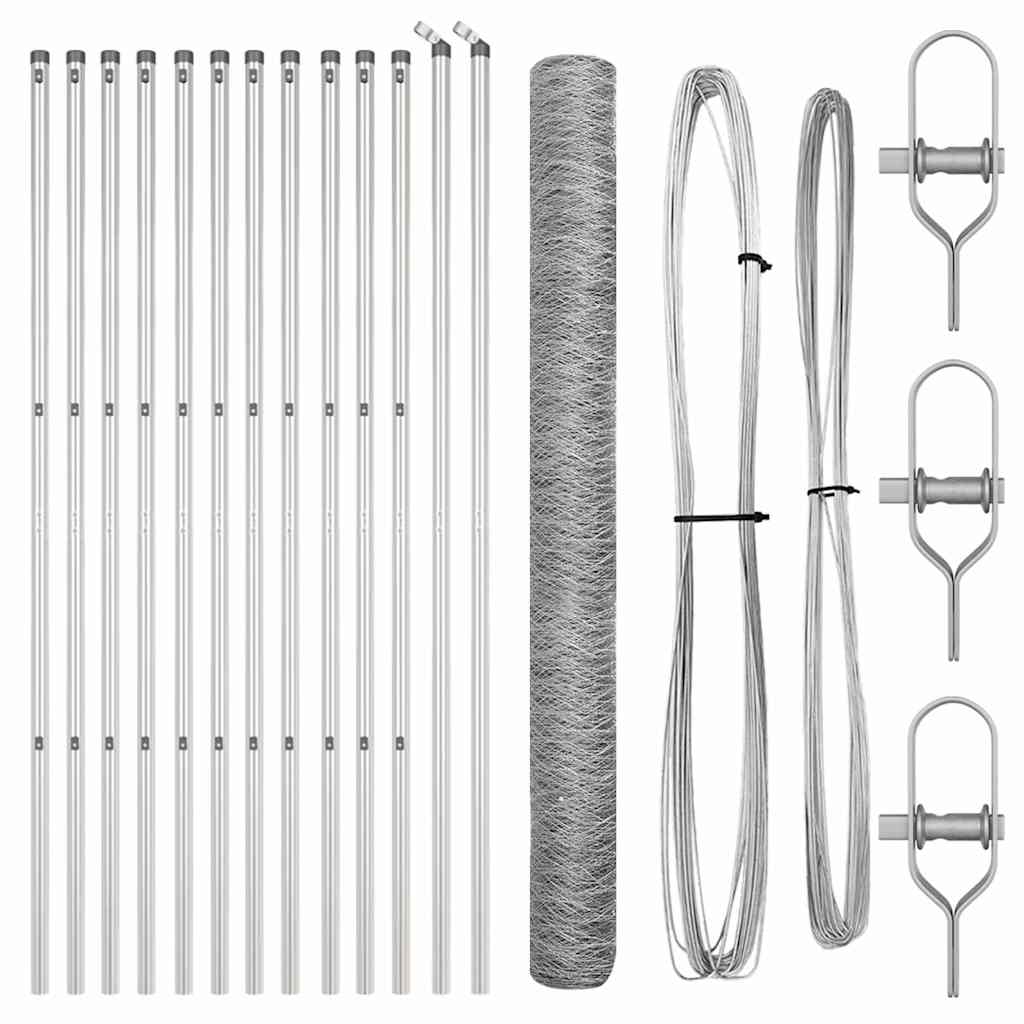 Vidaxl afrasteringspaal zilver 25 x 1,6 m (36 mm gaas) staal