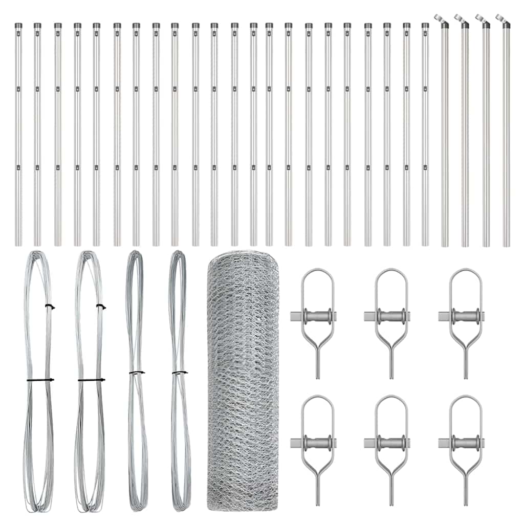Vidaxl afrasteringspaal zilver 50 x 0,4 m (13 mm gaas) staal