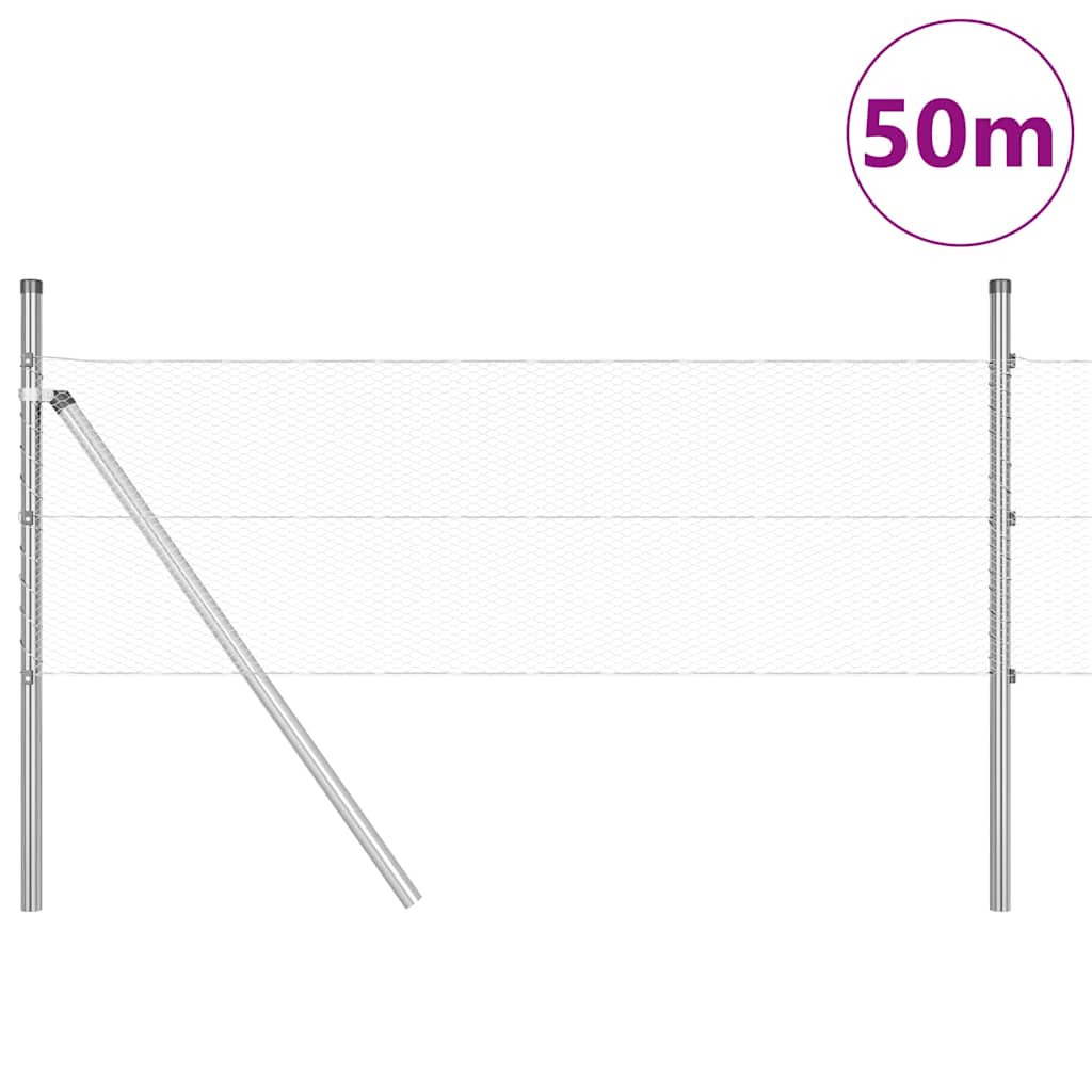 Vidaxl afrasteringspaal zilver 50 x 0,4 m (13 mm gaas) staal