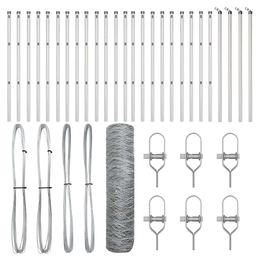 Vidaxl afrasteringspaal zilver 50 x 0,4 m (36 mm gaas) staal