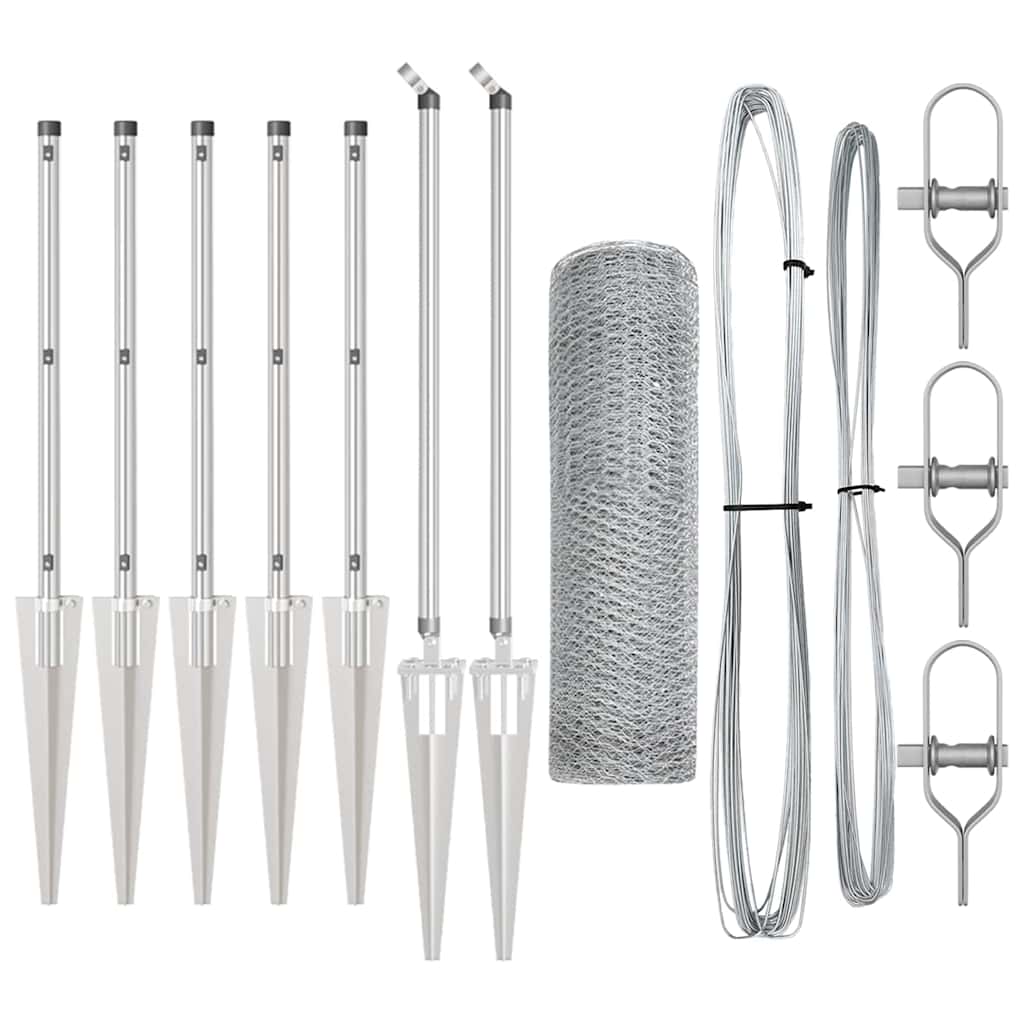 Vidaxl afrasteringspaal zilver 10 x 1 m (13 mm gaas) staal