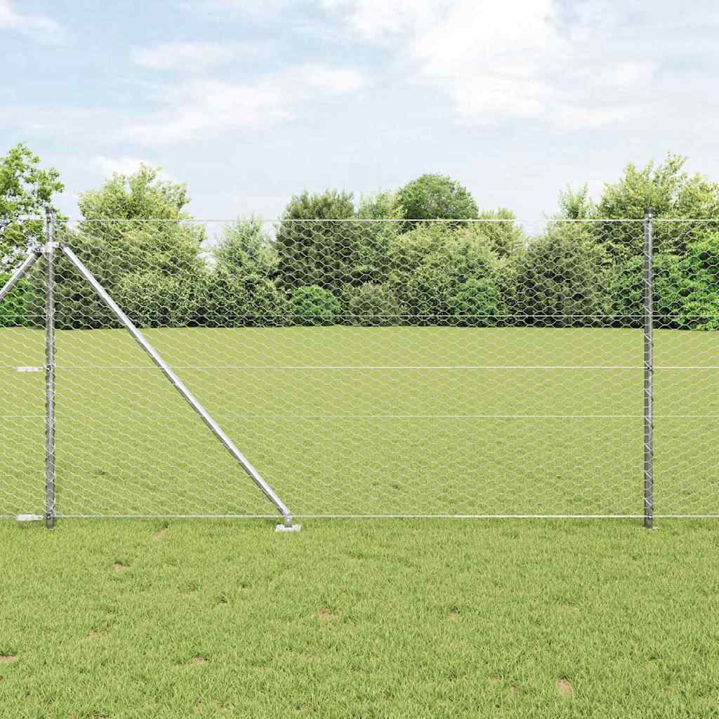 Vidaxl afrasteringspaal zilver 10 x 1 m (36 mm gaas) staal