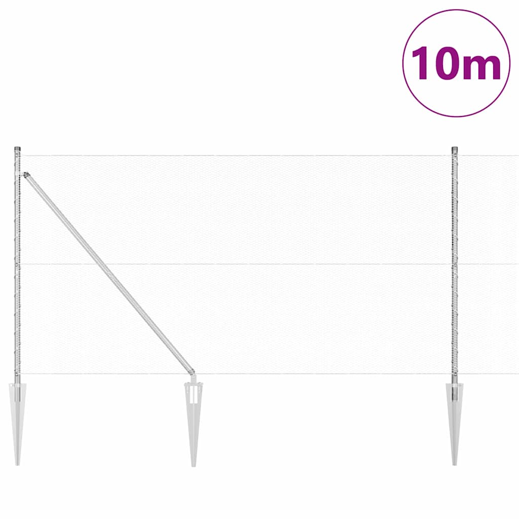 Vidaxl afrasteringspaal zilver 10 x 1,2 m (13 mm gaas) staal