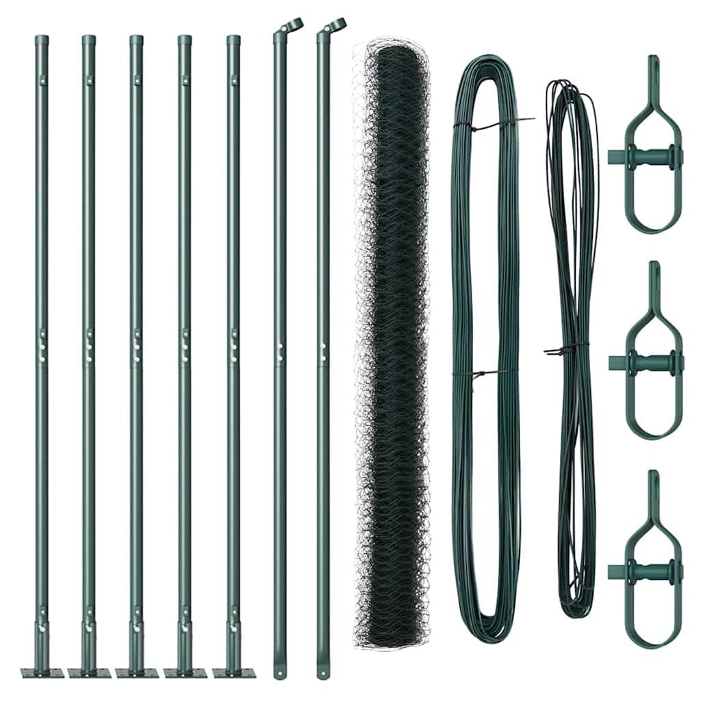 Vidaxl afrasteringspaal groen 10 x 1,4 m (50 mm gaas) staal en pvc