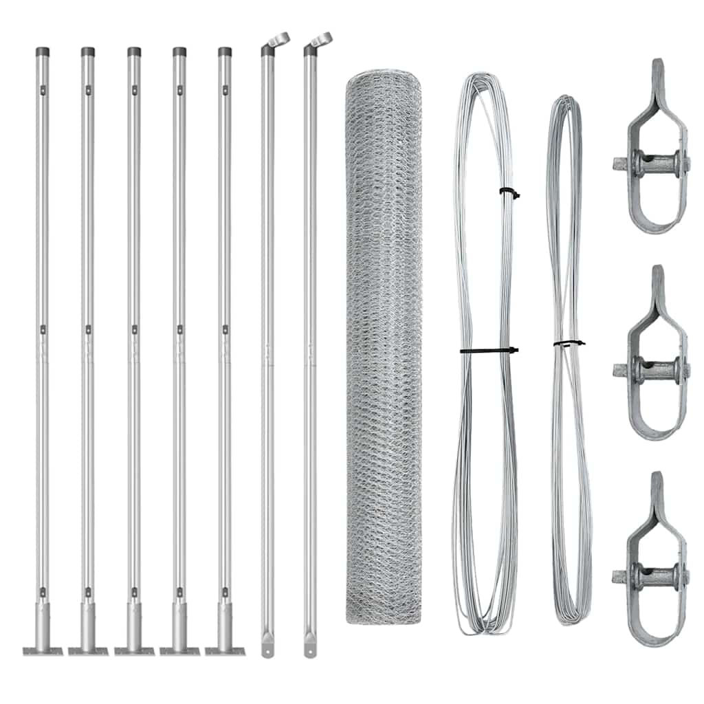 Vidaxl afrasteringspaal zilver 10 x 1,2 m (13 mm gaas) staal