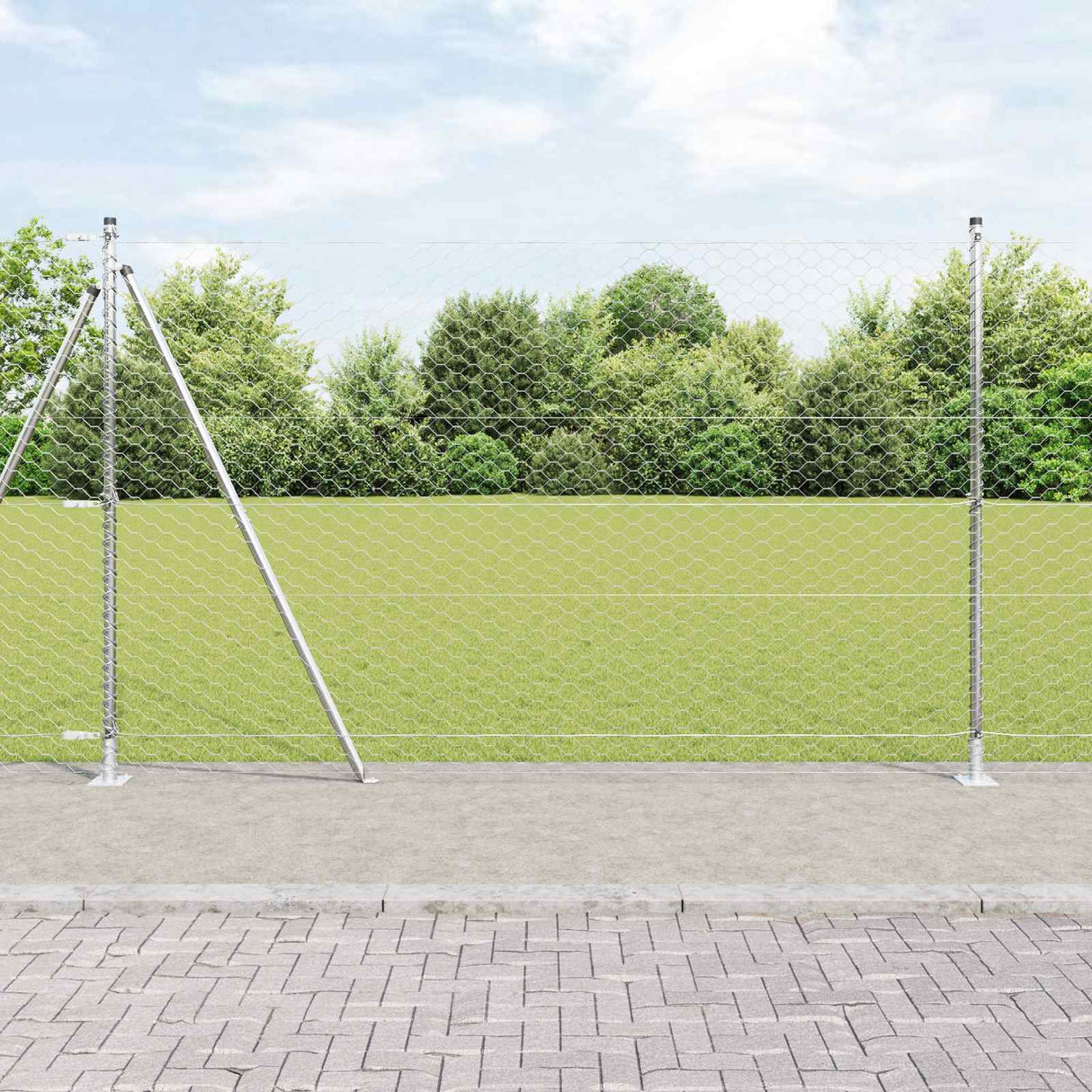 Vidaxl afrasteringspaal zilver 10 x 1,5 m (50 mm gaas) staal