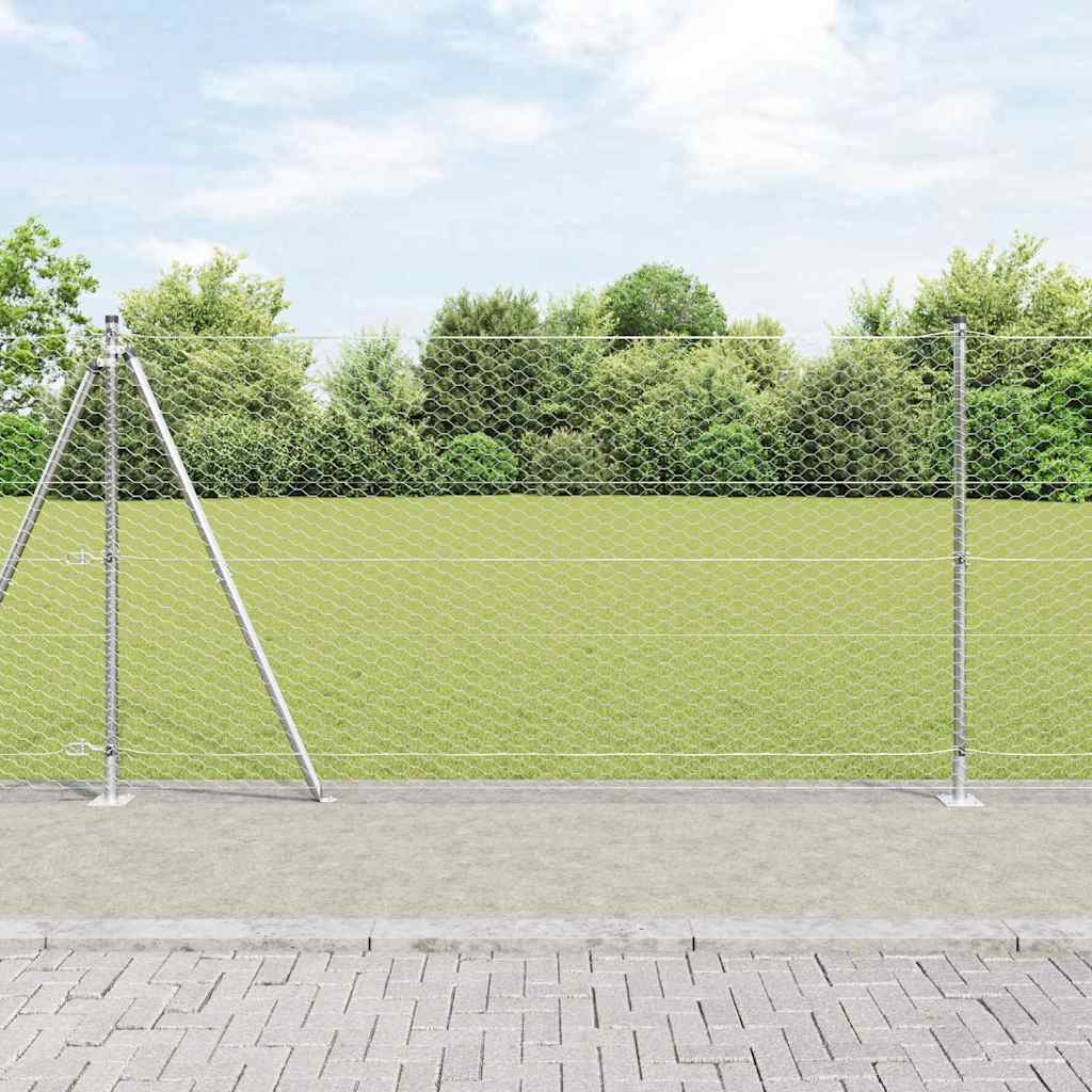 Vidaxl afrasteringspaal zilver 25 x 1,2 m (36 mm gaas) staal