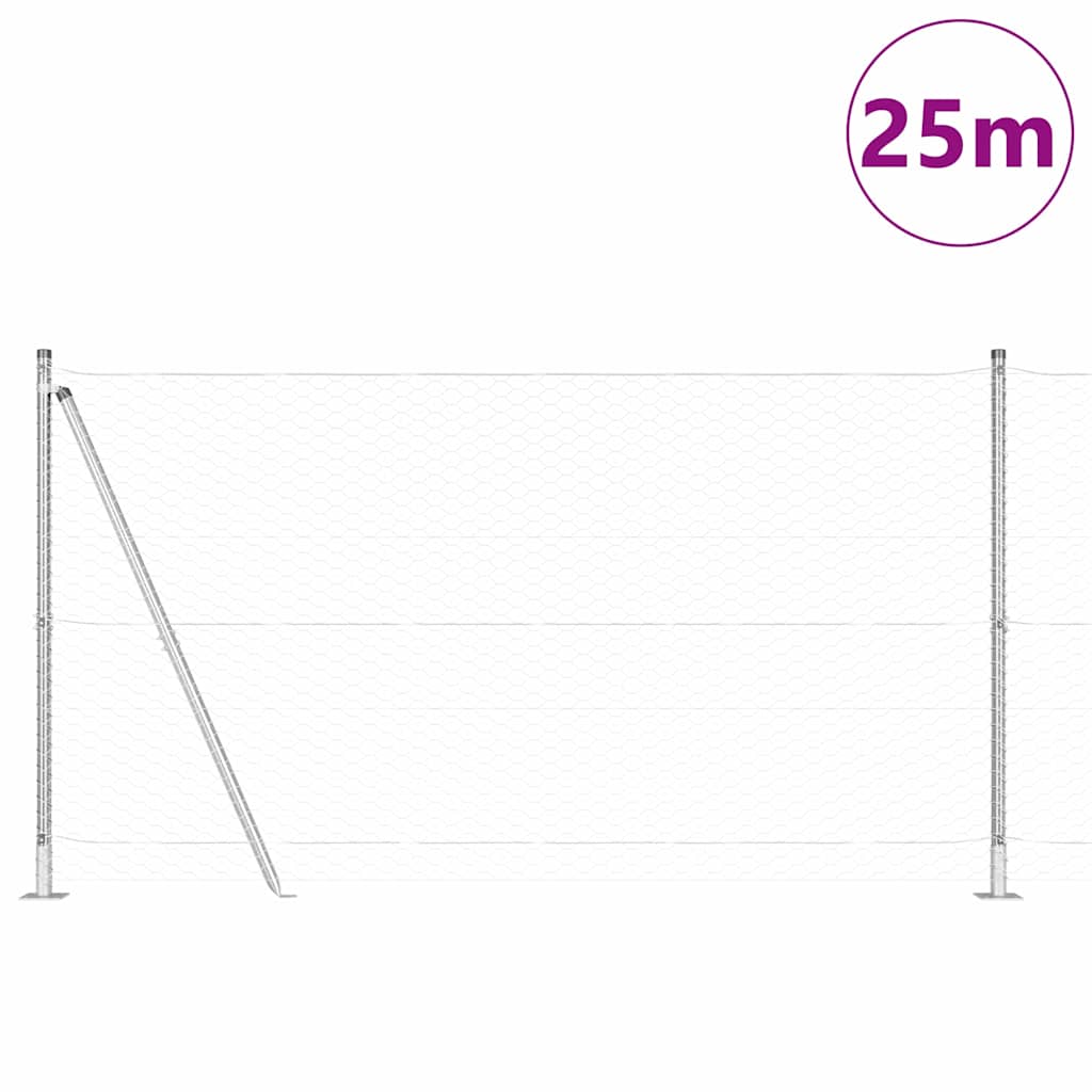 Vidaxl afrasteringspaal zilver 25 x 1,2 m (36 mm gaas) staal