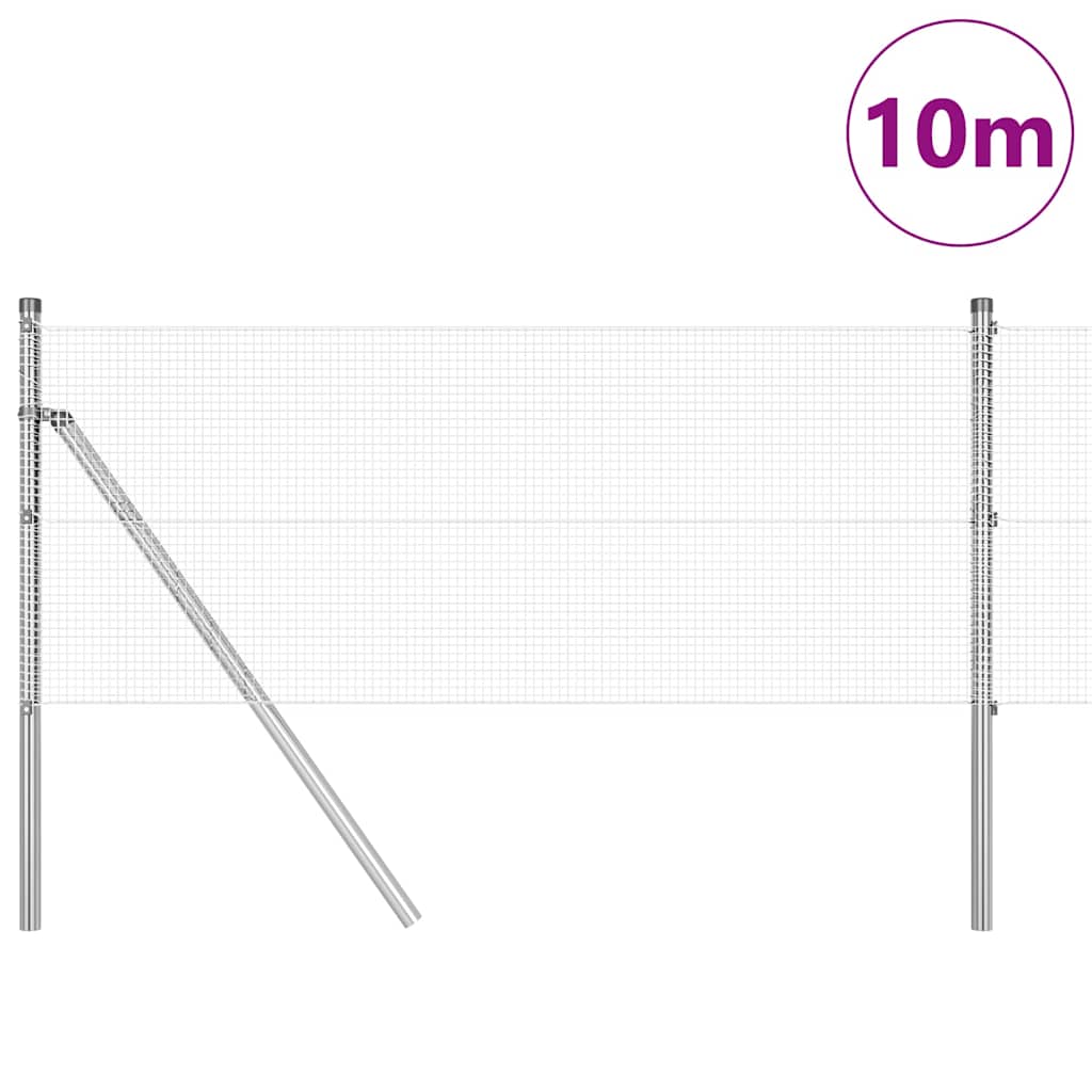 Vidaxl afrasteringspaal zilver 10 x 0,4 m (12 x 12 mm gaas) staal