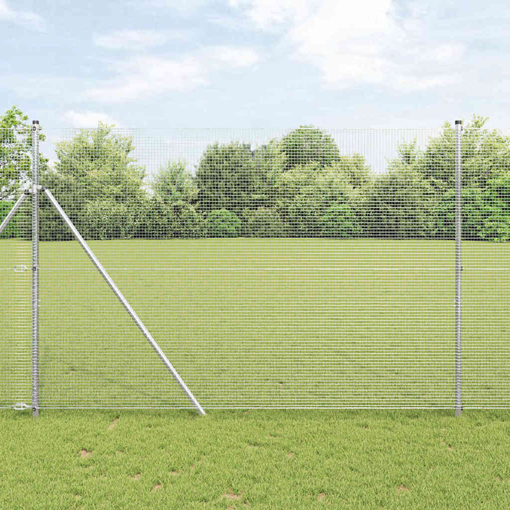 Vidaxl afrasteringspaal zilver 10 x 1,5 m (16 x 16 mm gaas) staal