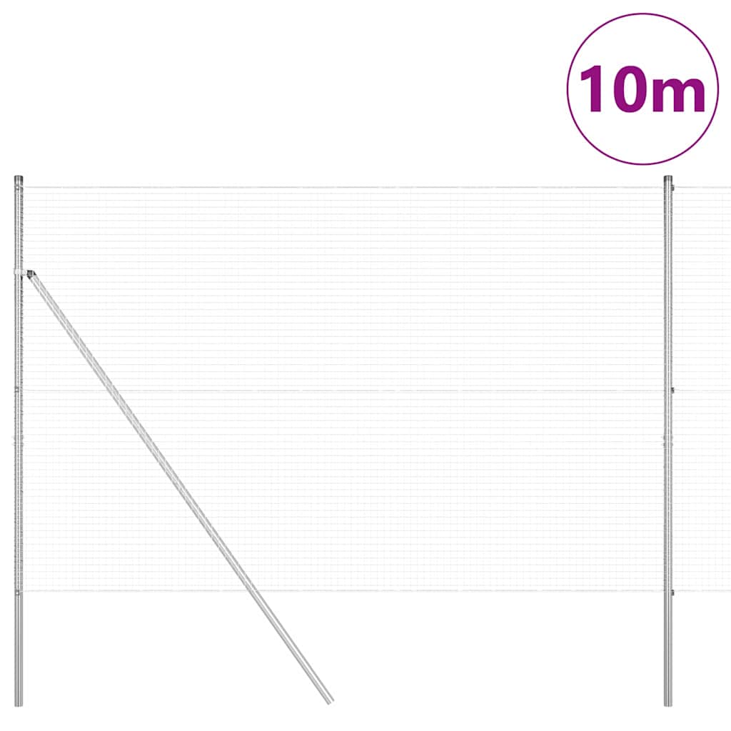 Vidaxl afrasteringspaal zilver 10 x 1,6 m (25 x 25 mm gaas) staal