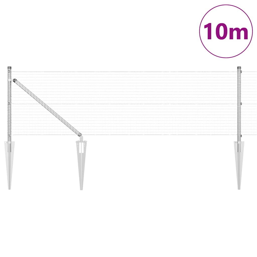 Vidaxl afrasteringspaal zilver 10 x 0,4 m (25 x 25 mm gaas) staal