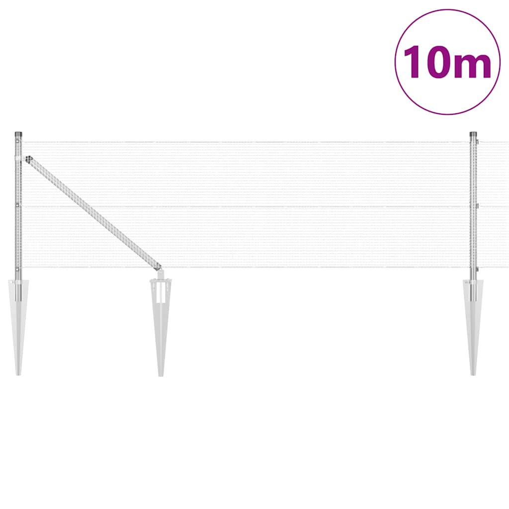 Vidaxl afrasteringspaal zilver 10 x 0,6 m (12 x 12 mm gaas) staal