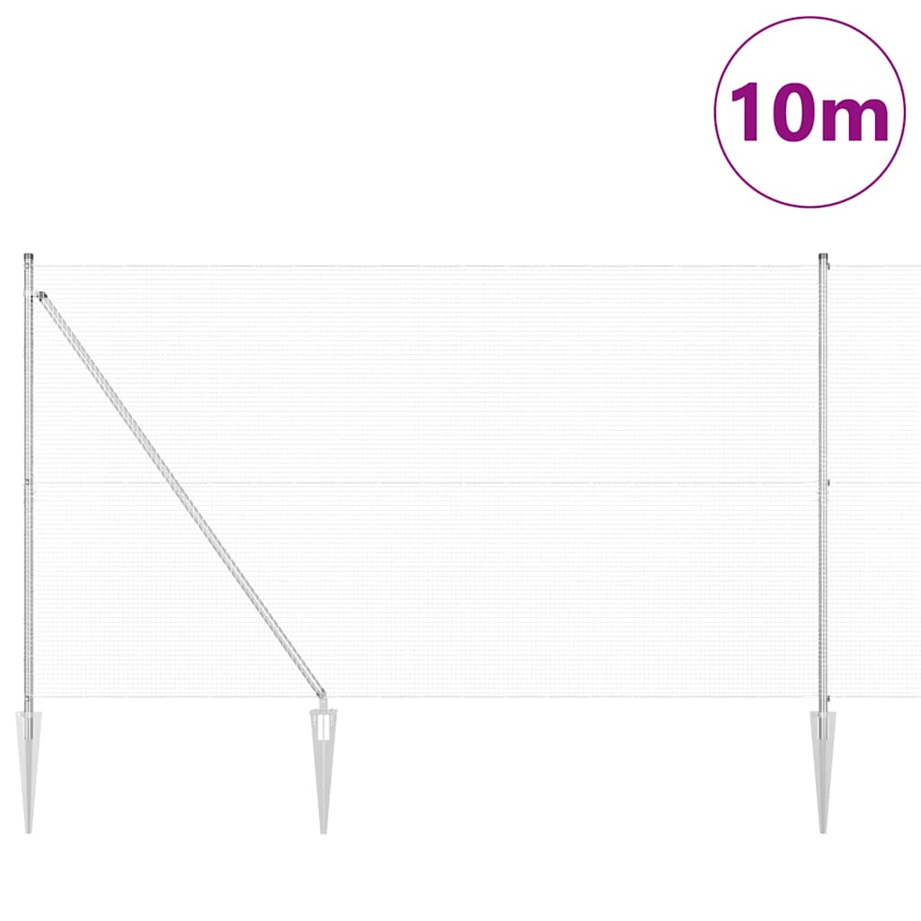 Vidaxl afrasteringspaal zilver 10 x 1,5 m (16 x 16 mm gaas) staal
