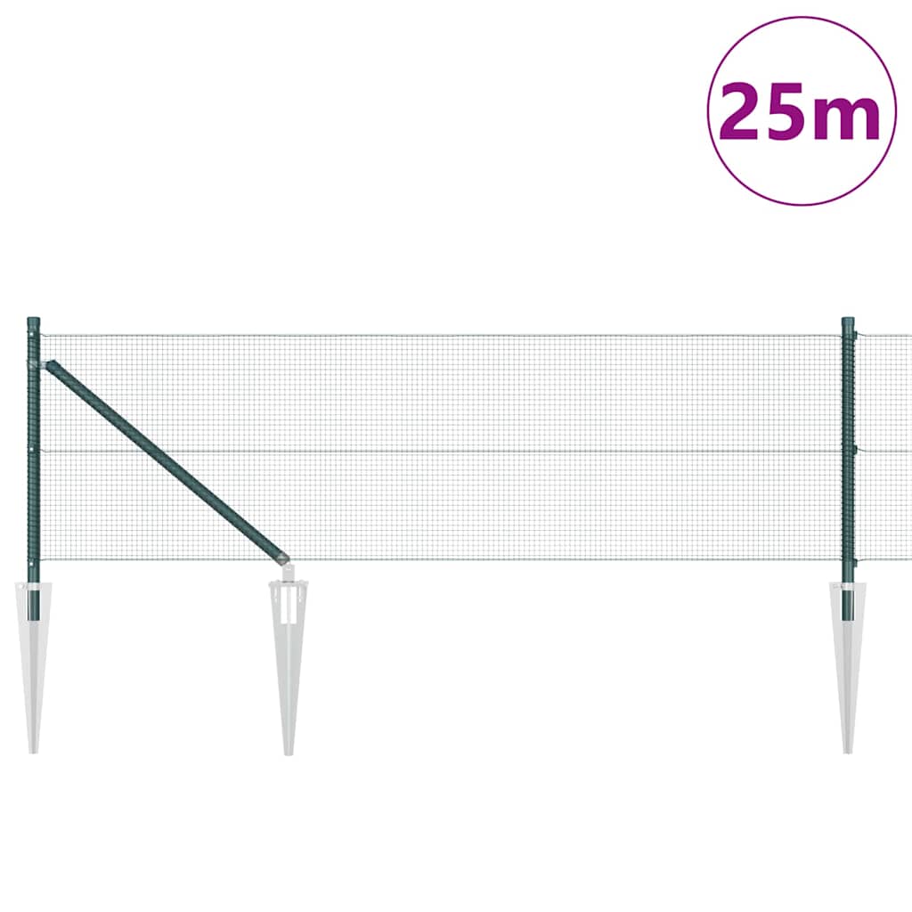 Vidaxl afrasteringspaal groen 25 x 0,4 m (12 x 12 mm gaas)