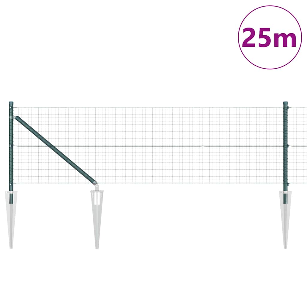 Vidaxl afrasteringspaal groen 25 x 0,4 m (25 x 25 mm gaas)
