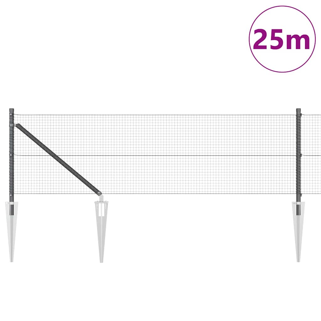 Vidaxl afrasteringspaal grijs 25 x 0,5 m (19 x 19 mm mesh) staal