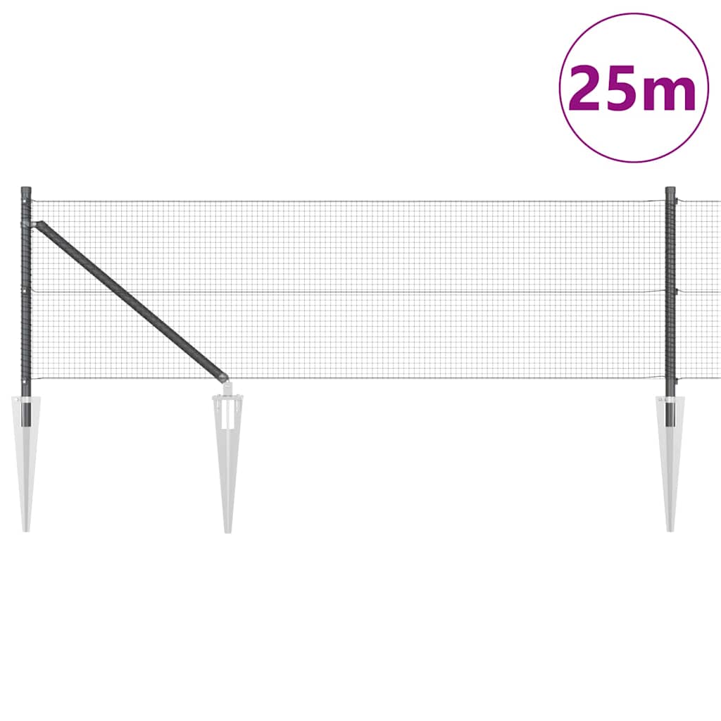 Vidaxl afrasteringspaal grijs 25 x 0,6 m (16 x 16 mm gaas)