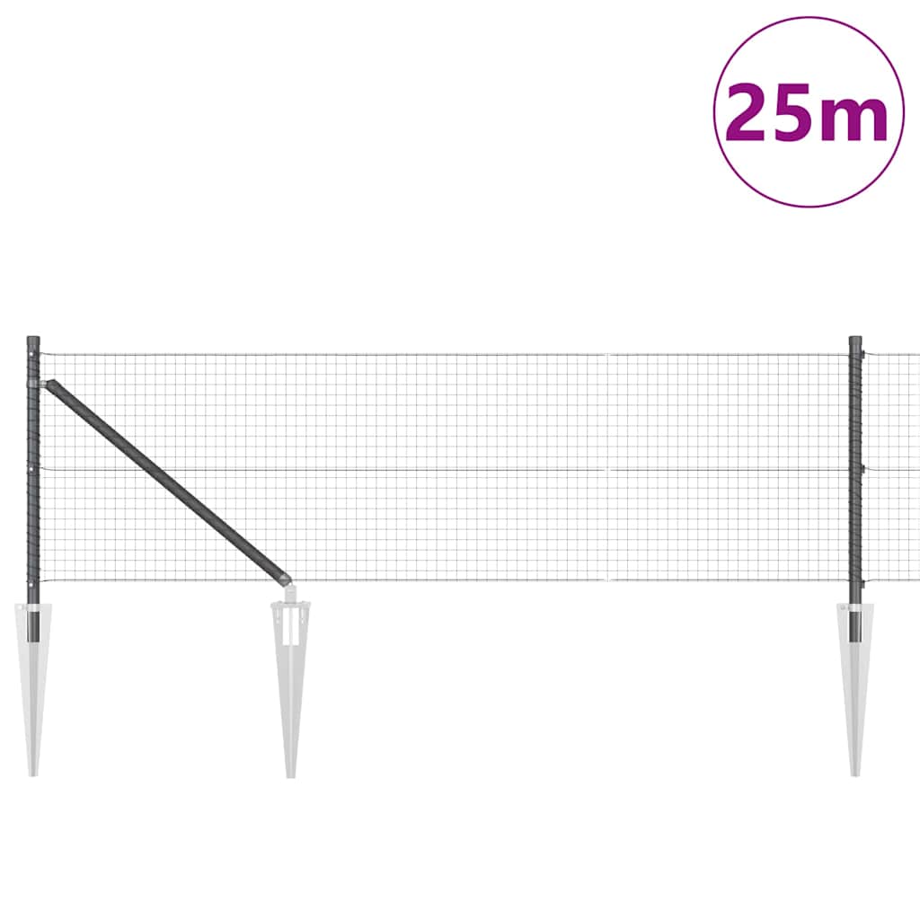 Vidaxl afrasteringspaal grijs 25 x 0,8 m (25 x 25 mm gaas)