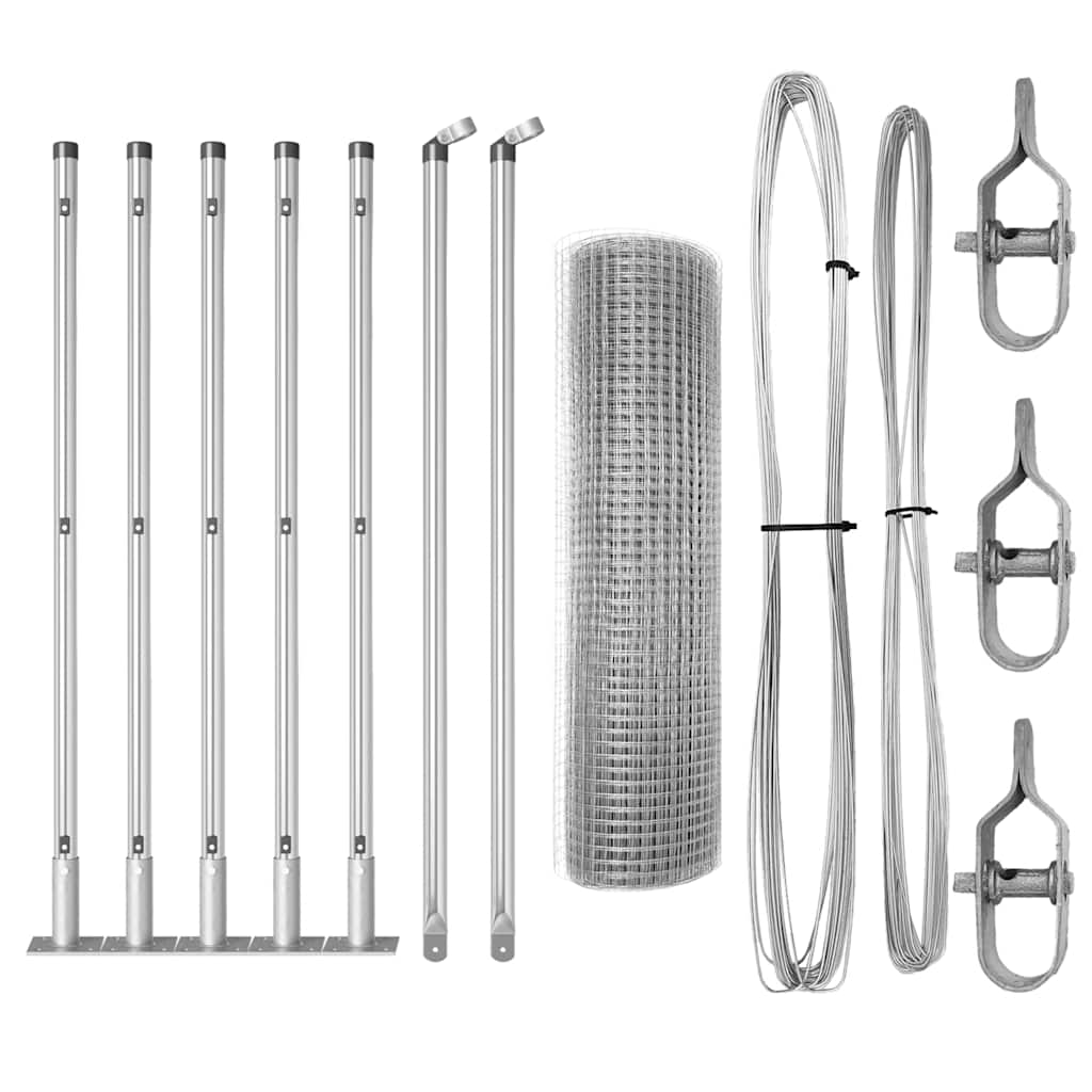 Vidaxl afrasteringspaal zilver 10 x 0,6 m (16 x 16 mm gaas) staal