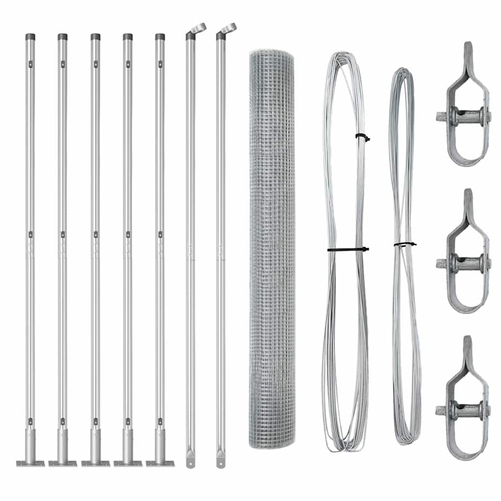 Vidaxl afrasteringspaal zilver 10 x 1 m (19 x 19 mm mesh) staal