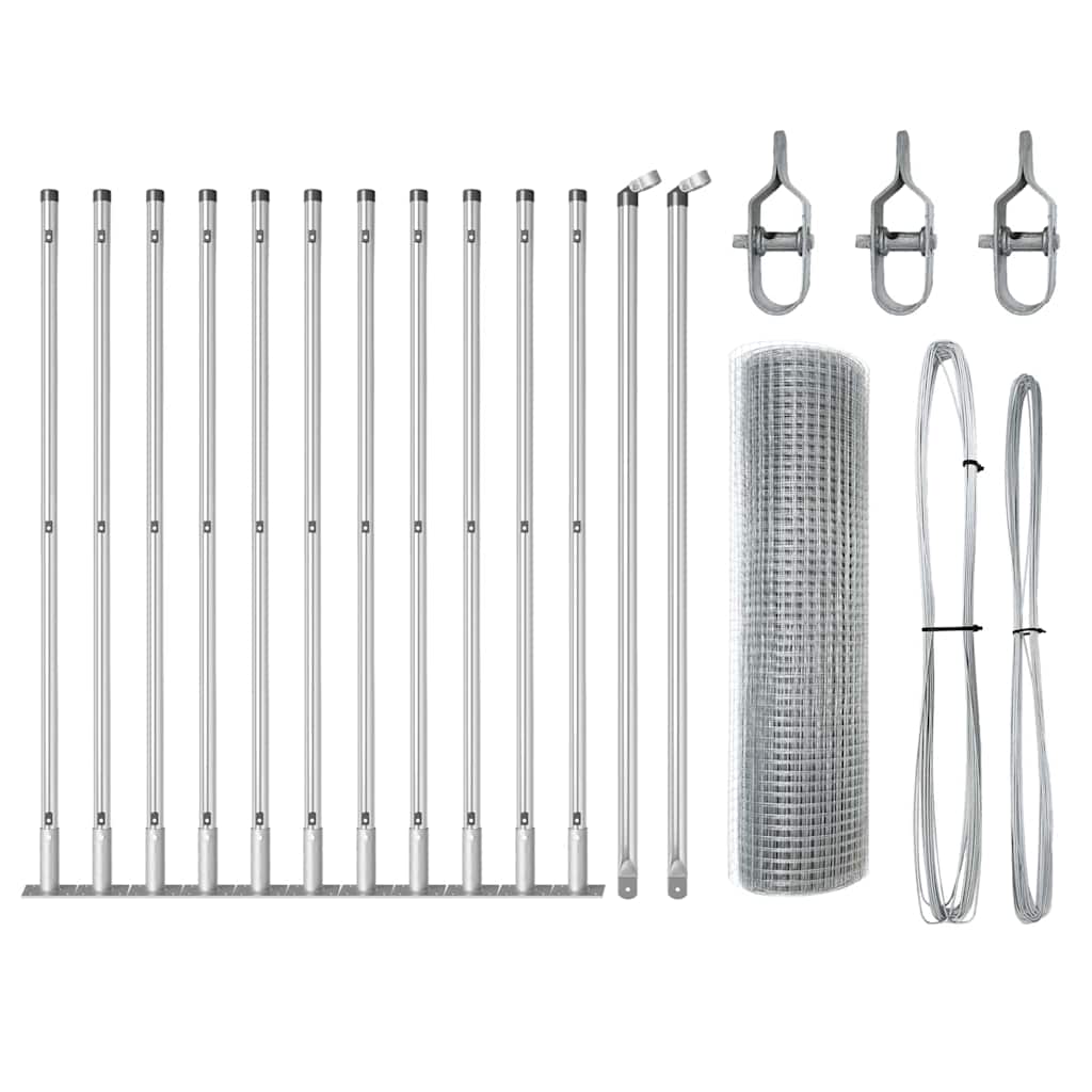 Vidaxl afrasteringspaal zilver 25 x 0,4 m (16 x 16 mm gaas) staal
