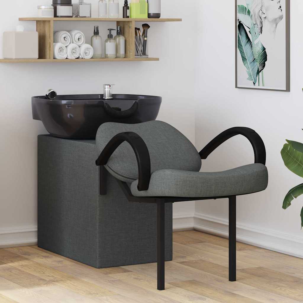 Vidaxl shampoo stoel donkergrijs en zwart 63 x 141 x 92 cm stof