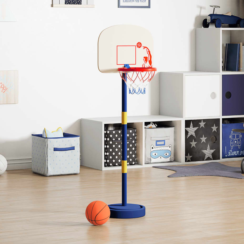 Support de basket Vidaxl avec ballon et pompe, réglable en hauteur 90-121 cm