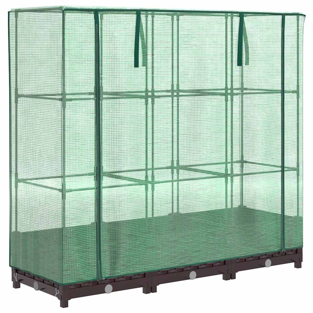 Vidaxx jardinière surélevée avec couverture de serre 120x40x123 cm aspect rotin