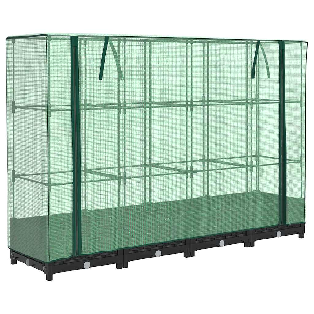 Vidaxx jardinière surélevée avec couverture de serre 160x40x123 cm aspect rotin
