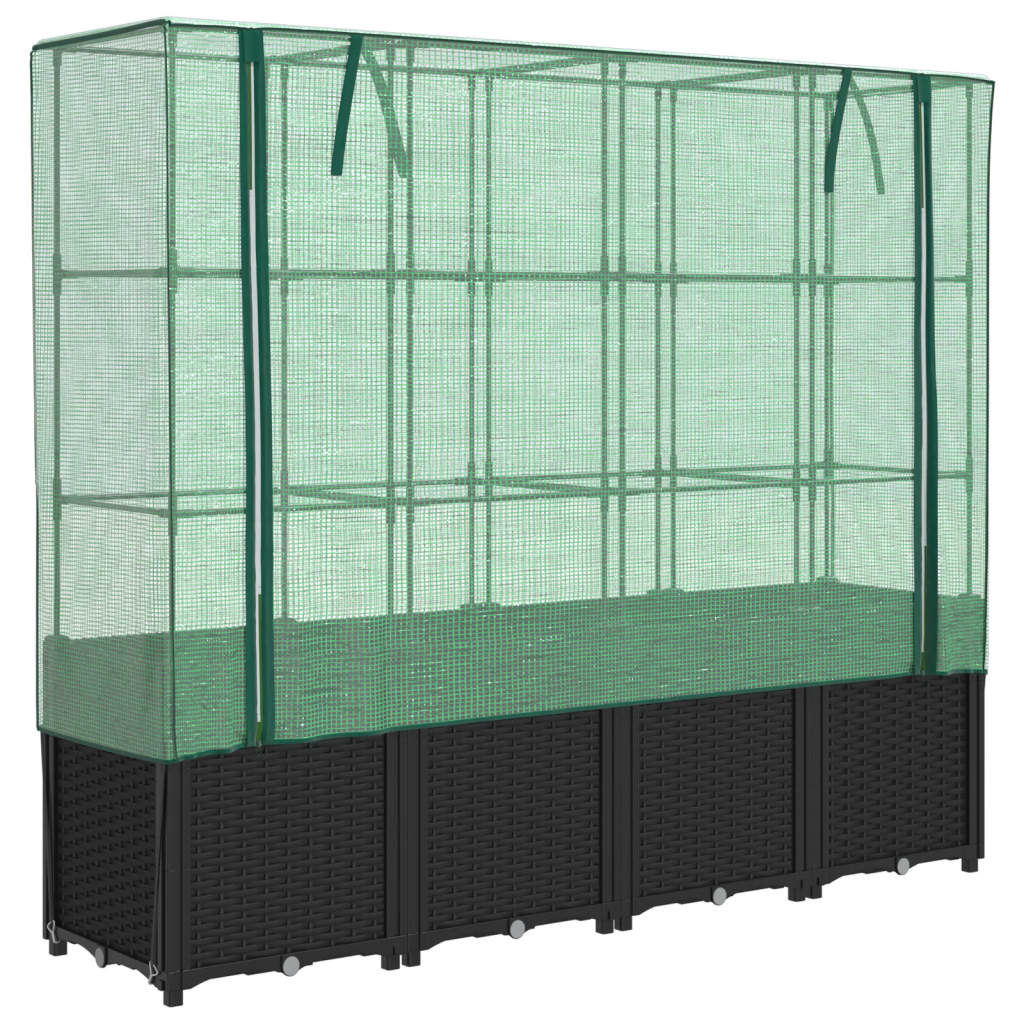 VidaXL jardinière surélevée avec couverture de serre 160x40x153 cm aspect rotin