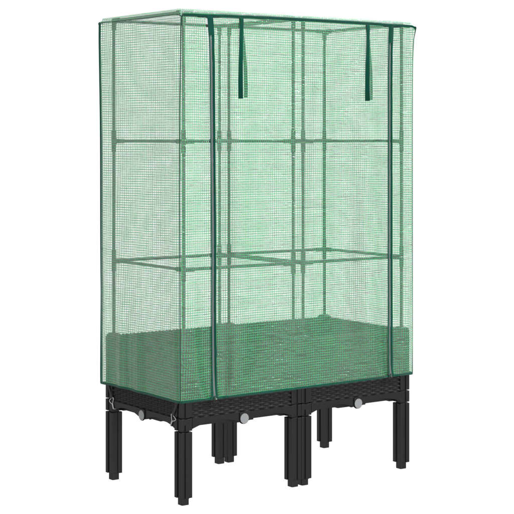 VidaXL jardinière surélevée avec couverture de serre 80x40x140 cm aspect rotin