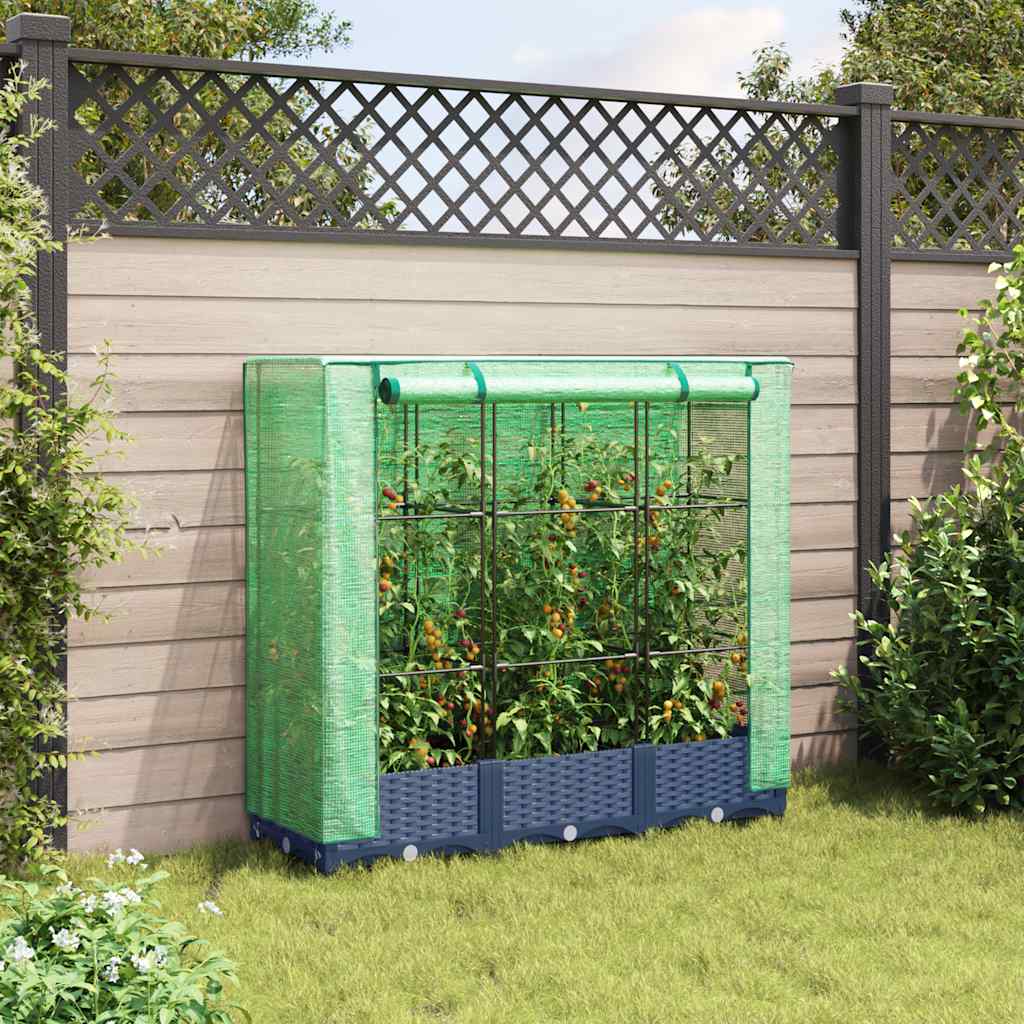 Vidaxx jardinière surélevée avec couverture de serre 120x40x123 cm aspect rotin