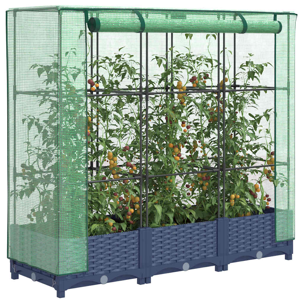 Vidaxx jardinière surélevée avec couverture de serre 120x40x123 cm aspect rotin
