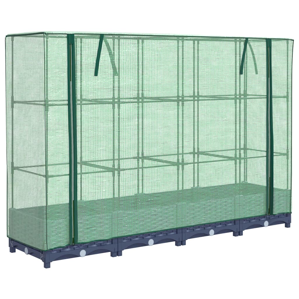 Vidaxx jardinière surélevée avec couverture de serre 160x40x123 cm aspect rotin