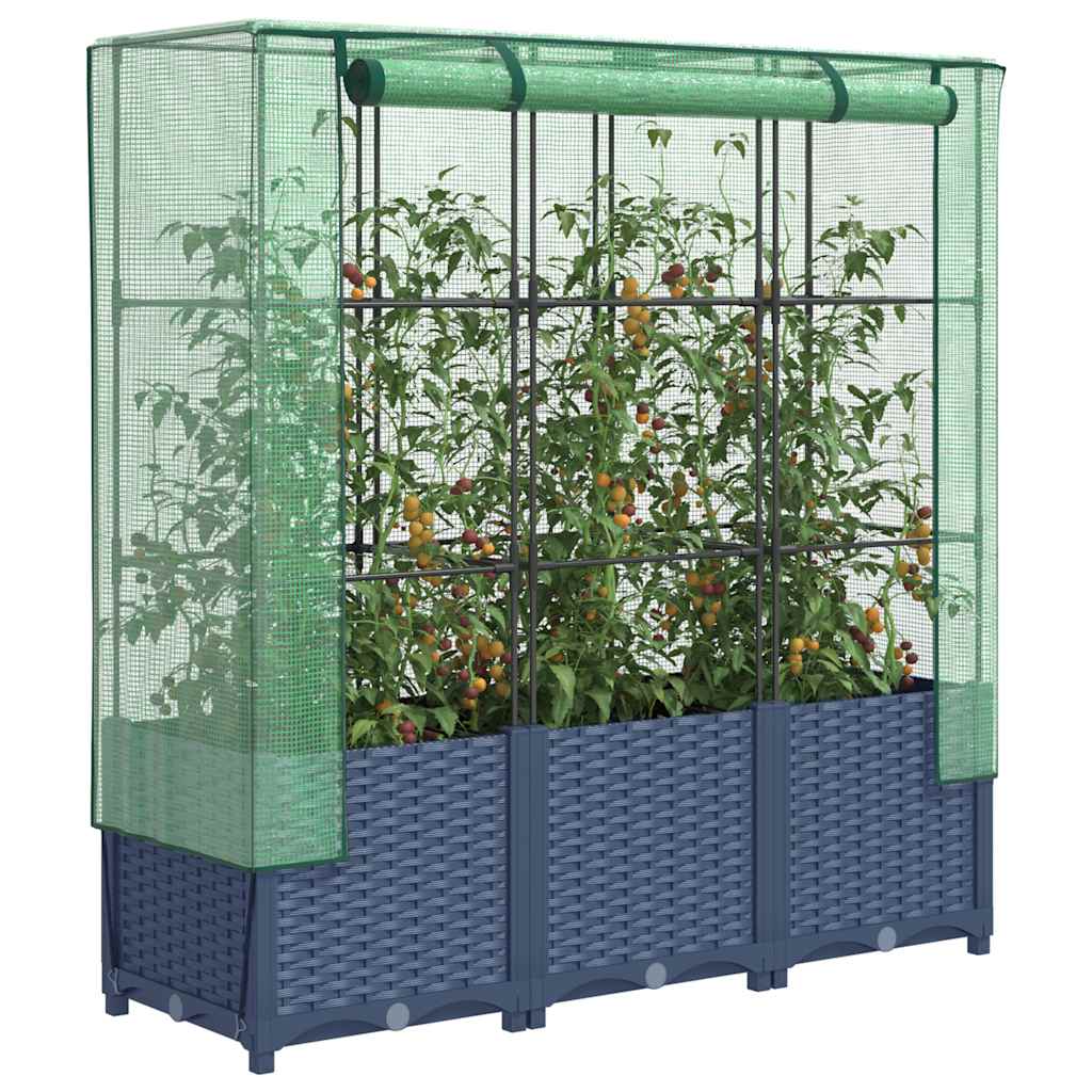 Vidaxx jardinière surélevée avec couverture de serre 120x40x138 cm aspect rotin