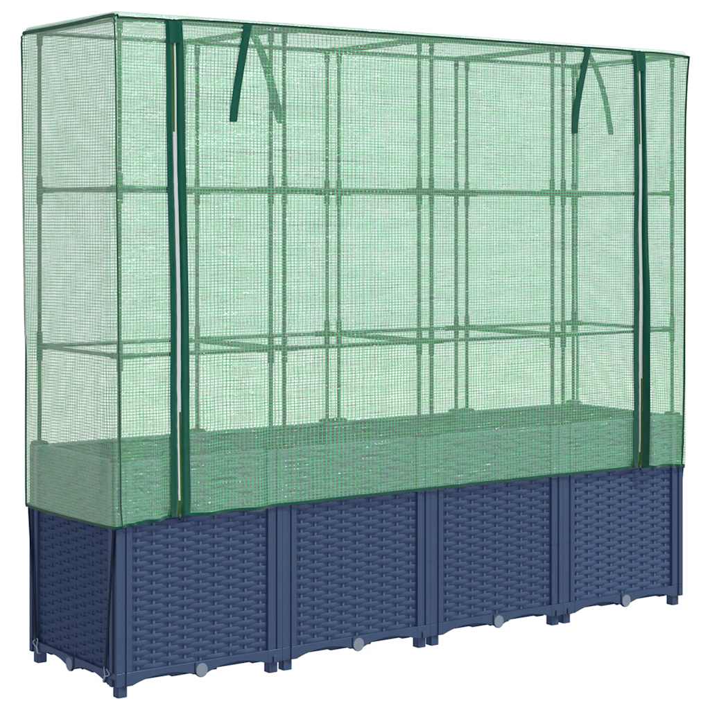 VidaXL jardinière surélevée avec couverture de serre 160x40x153 cm aspect rotin