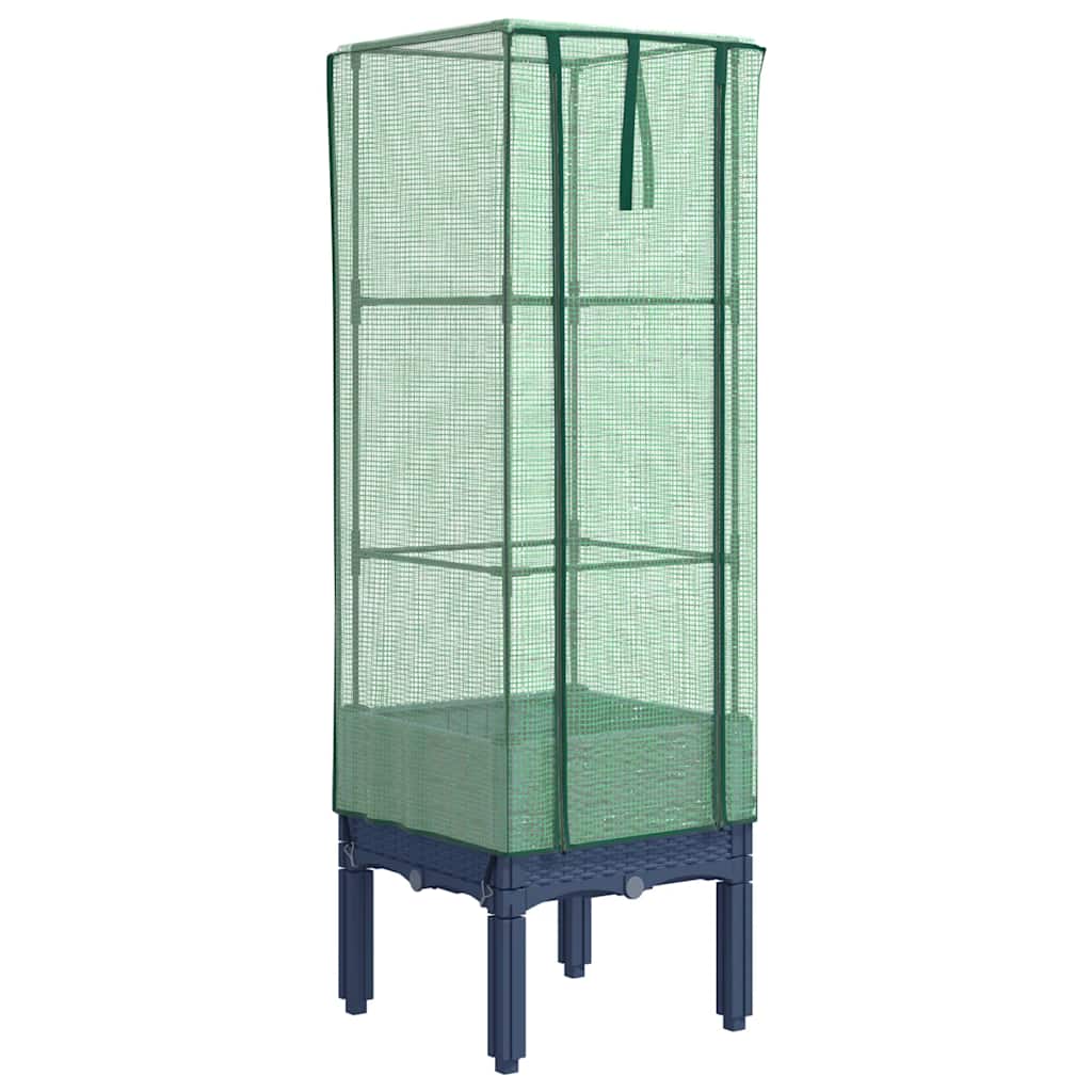 Vidaxx jardinière surélevée avec couverture de serre 40x40x140 cm aspect rotin