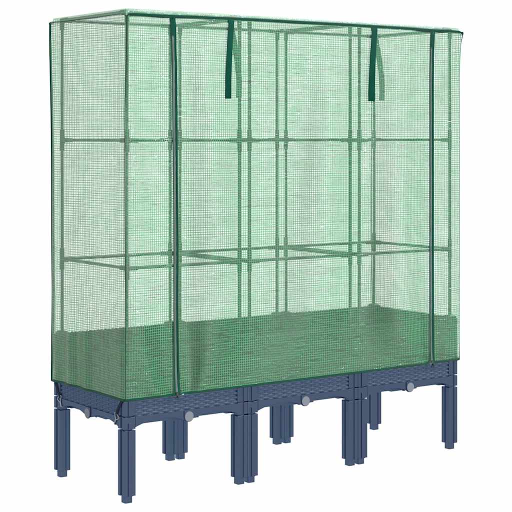 Vidaxx jardinière surélevée avec couverture de serre 120x40x140 cm aspect rotin