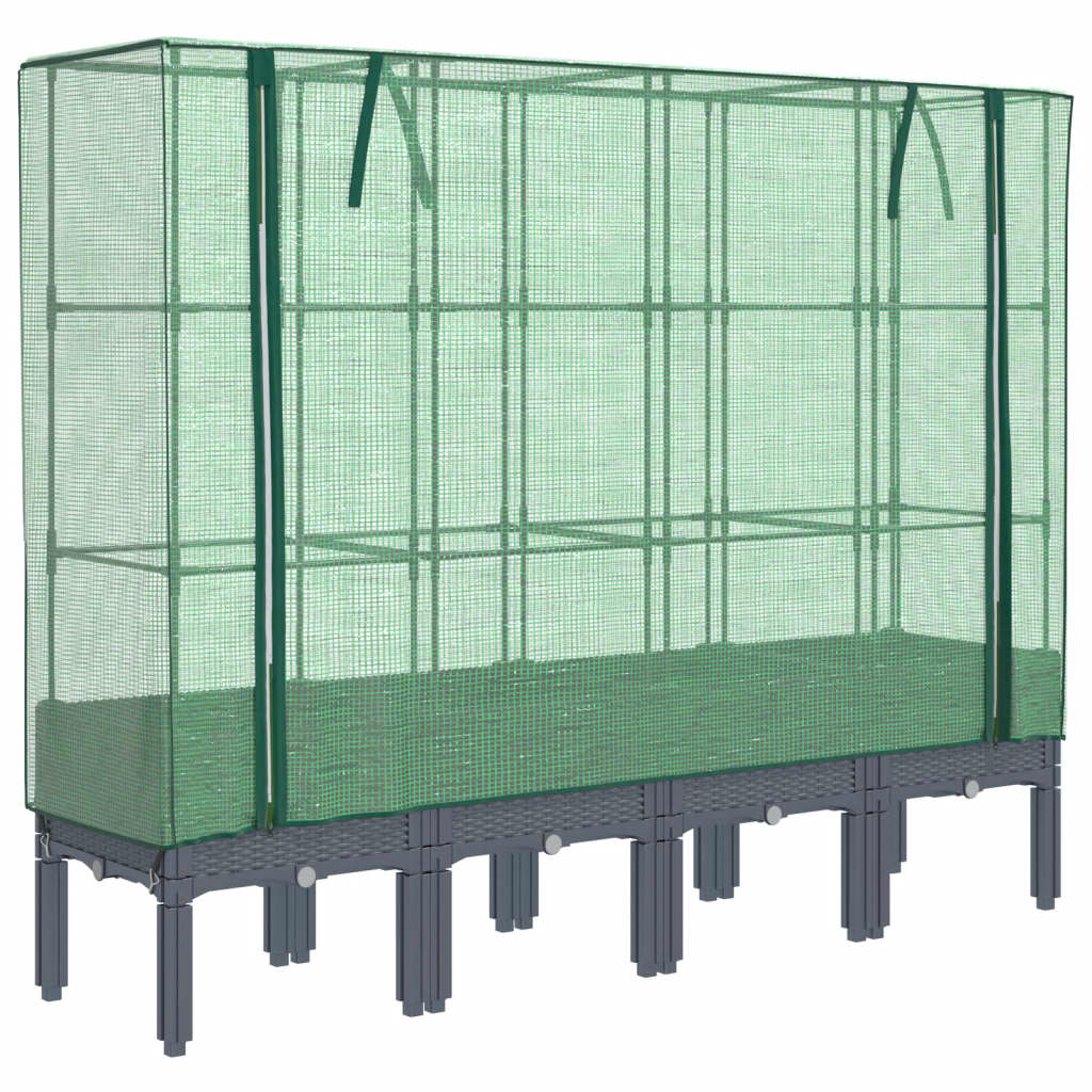 Vidaxx jardinière surélevée avec couverture de serre 160x40x140 cm aspect rotin