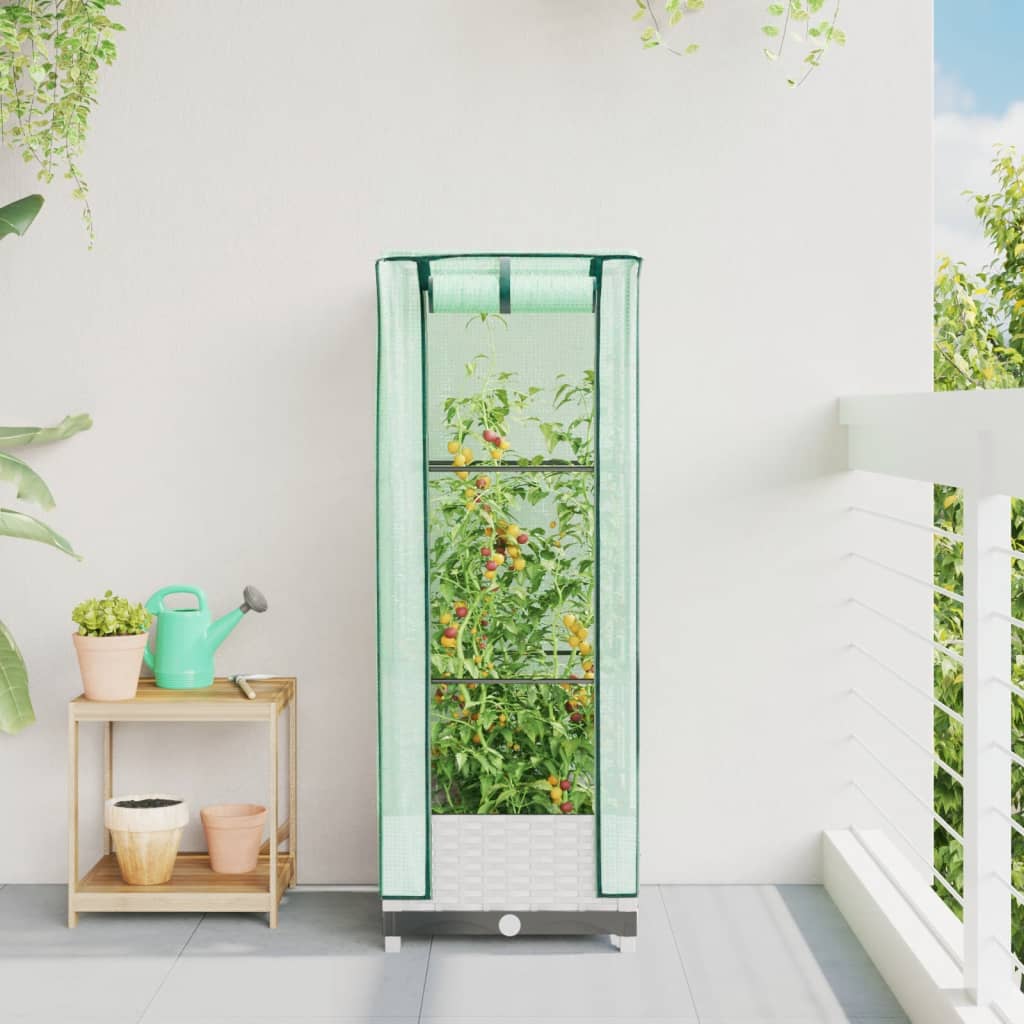 Vidaxx jardinière surélevée avec couverture de serre 40x40x123 cm aspect rotin