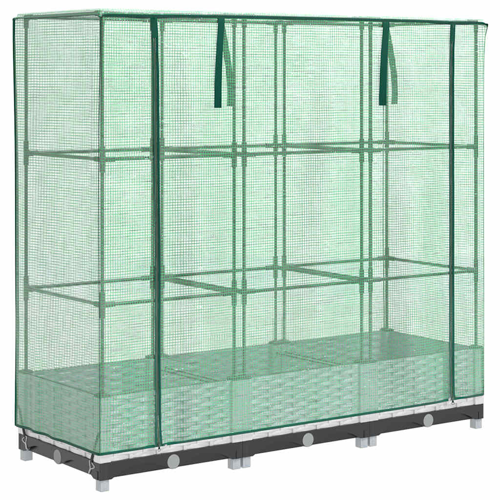 Vidaxx jardinière surélevée avec couverture de serre 120x40x123 cm aspect rotin