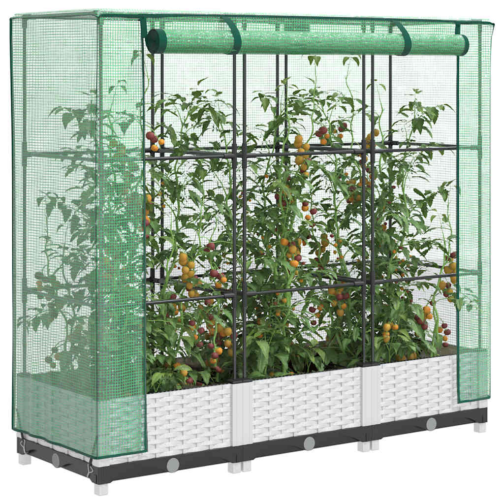 Vidaxx jardinière surélevée avec couverture de serre 120x40x123 cm aspect rotin