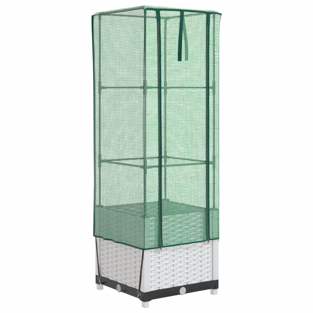 VidaXL jardinière surélevée avec couverture de serre 40x40x139 cm aspect rotin
